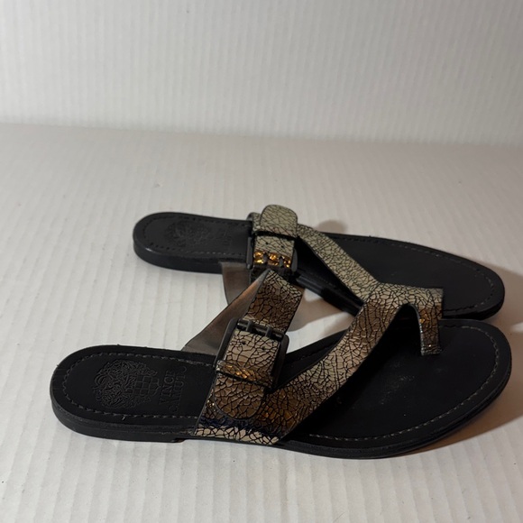 Vince Camuto Black and Gold Textured Sandals - Picture 3 of 5